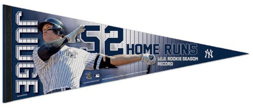 Aaron Judge Rookie Record 52 Home Runs New York Yankees Premium Felt Commemorative Pennant - Wincraft
