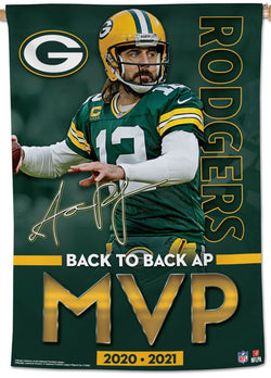 Aaron Rodgers Green Bay Packers Back-to-Back NFL MVP Official 28x40 Wall BANNER - Wincraft Inc.
