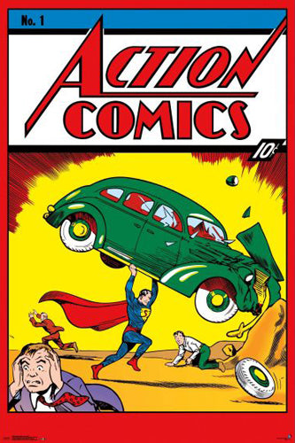 Action Comics #1 (Superman Debut June 1938) DC Comics Cover 24x36 Poster Reproduction - Trends
