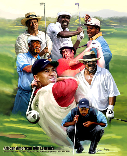 African-American Golf Legends Poster (Tiger Woods & Predecessors) Art Print by Wishum Gregory