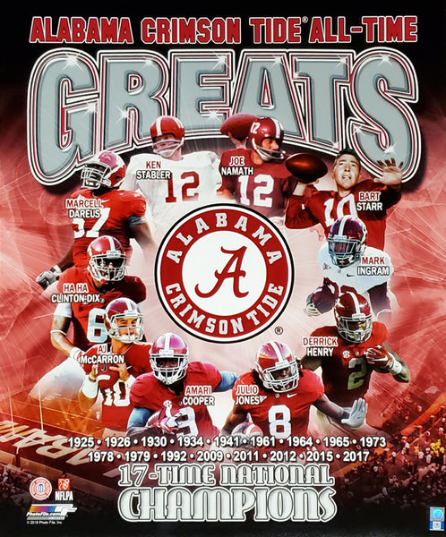 Alabama Football All-Time Greats (10 Legends, 17 Championships) Premium Poster Print - Photofile Inc.