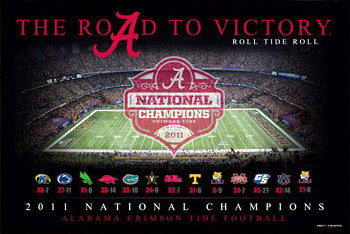 Alabama Crimson Tide "Road to Victory" (2011 NCAA Football Champs) Poster - ProGraphs