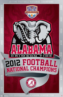 Alabama Crimson Tide 2012 NCAA Football National Champs Commemorative Poster