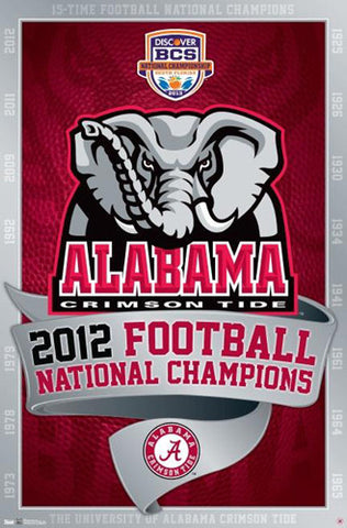 Alabama Crimson Tide 2012 NCAA Football National Champs Commemorative Poster