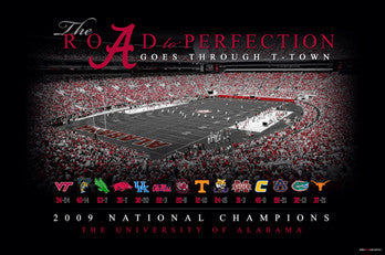 Alabama Crimson Tide "Road to Perfection" (2009 National Champs) Poster - ProGraphs Inc.