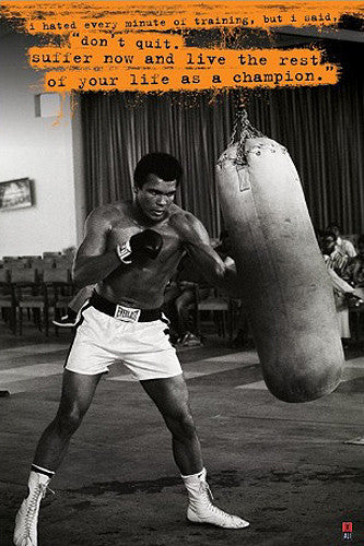 Muhammad Ali "Don't Quit" (Heavy Bag Training) Boxing Poster - Pyramid 2010