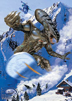 Snowboarding "Stadium Earth 2050" Giant Aliien Shredder Art POSTER - Pyramid 2002