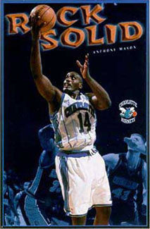 Anthony Mason "Rock Solid" Charlotte Hornets NBA Action Poster - Costacos 1997