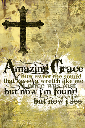 Amazing Grace Christian Hymn Lyrics Inspirational Wall Poster - Slingshot Publishing