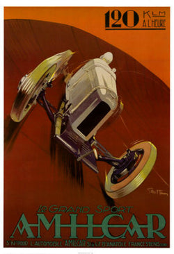 AMILCAR CGSS Vintage Sportscar Auto Racing Poster Reprint (c.1927)