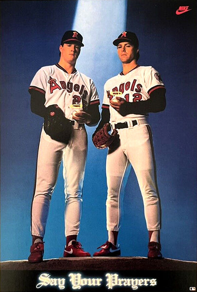 Jim Abbott and Mark Langston "Say Your Prayers" California Angels MLB Baseball Poster - Nike 1990