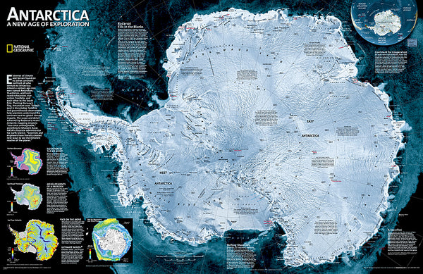 Map of ANTARCTICA National Geographic Classic Edition 20x30 Wall Map Poster - NG Maps