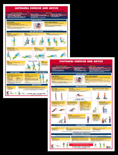 Antenatal and Postnatal Exercise and Advice Health and Fitness Wall Charts 2-POSTER SET - Chartex