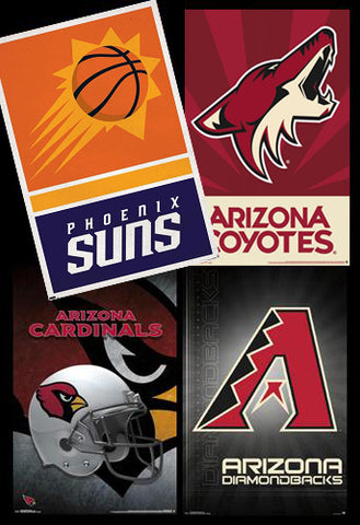 COMBO: Phoenix, Arizona Sports 4-Poster Combo Set (Suns, Coyotes, Cardinals, Diamondbacks)