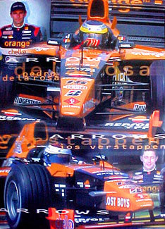 Formula 1 "Orange Arrows" (Jos Verstappen and Pedro de la Rosa) Poster - UK 2000