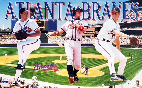 Atlanta Braves "Three Stars" (1997) Poster w/ Greg Maddux, Chipper Jones, Tom Glavine - Starline Inc.