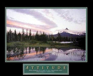 Mountain Sunset "Attitude" Motivational Poster Print - Front Line