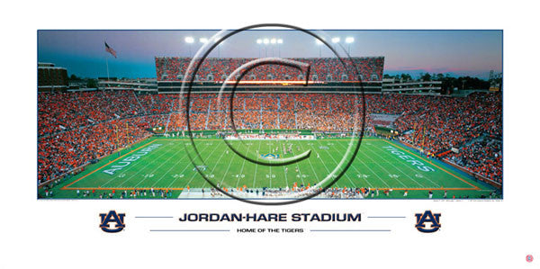 Auburn Football Saturday Night at Jordan-Hare Stadium Panoramic Poster Print - Rick Anderson 2007