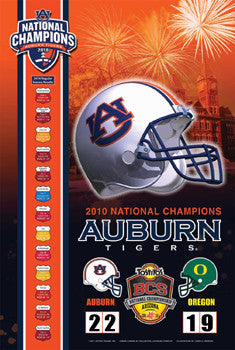 Auburn Tigers 2010 NCAA Football National Champions Commemorative Poster - Action Images