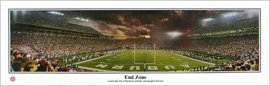 Auburn Football "End Zone" Jordan-Hare Stadium Game Night Panoramic Poster Print - Everlasting
