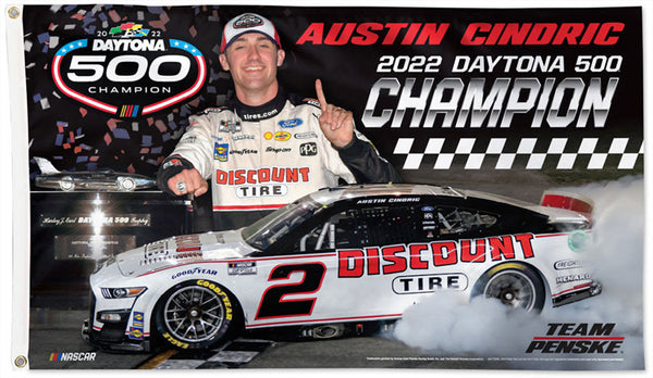 Austin Cindric 2022 Daytona 500 Champions Official NASCAR Deluxe 3'x5' Banner Flag - Wincraft Inc.