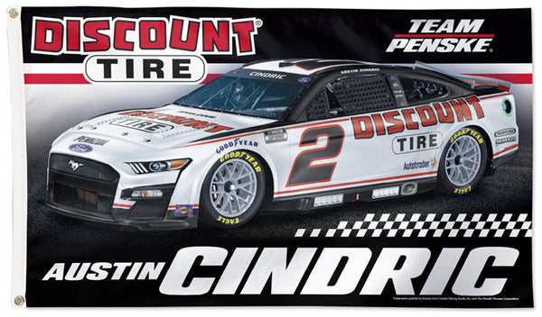 Austin Cindric Discount Tire #2 Official NASCAR Deluxe 3'x5' Banner Flag - Wincraft Inc.