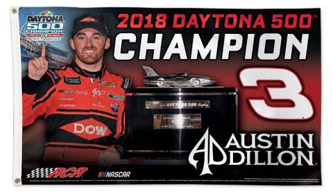 Austin Dillon 2018 Daytona 500 Champion Official NASCAR Deluxe-Edition 3'x5' Flag - Wincraft