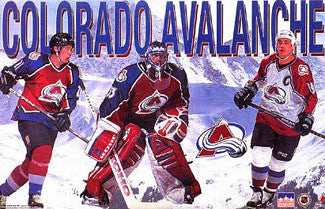Colorado Avalanche "Rocky Mountains" Poster (Patrick Roy, Peter Forsberg, Joe Sakic) - Starline 1996