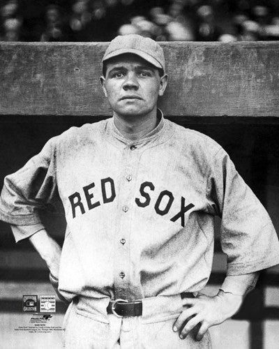 Portrait of Babe Ruth, pitcher for the Boston Red Sox. Caption