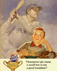 Babe Ruth "Breakfast of Champions" Vintage Wheaties Ad 16x20 Poster Reproduction - Eurographics