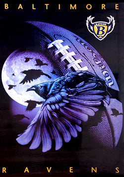Baltimore Ravens "Night Attack" Official Pro Player NFL Team Theme Art Poster - Costacos 1997