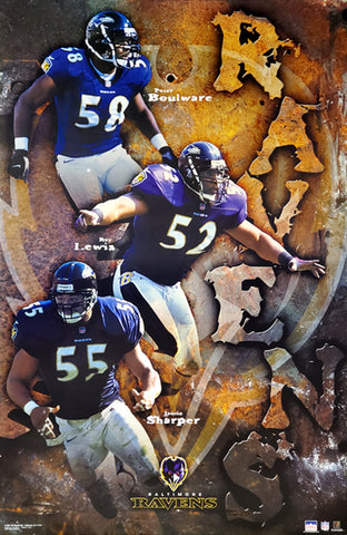 Baltimore Ravens "Super-D Trio" Poster (Ray Lewis, Boulware, Sharper) - Starline 2001