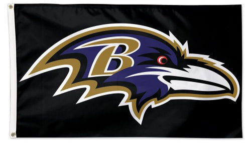 Baltimore Ravens Official NFL Football Team Logo-on-Black DELUXE 3'x5' FLAG - Wincraft