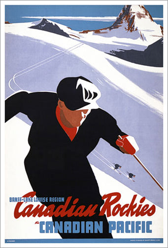 Banff-Lake Louise "High Powder" c.1949 CP Travel Poster Reprint - Eurographics