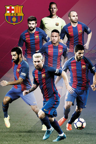 FC Barcelona 7-Players In Action Official La Liga Soccer Football Poster - GB Eye 2016/17