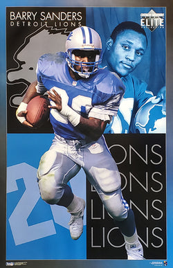 Barry Sanders "Elite" Detroit Pistons NFL Football Action Poster - Costacos Brothers 1994