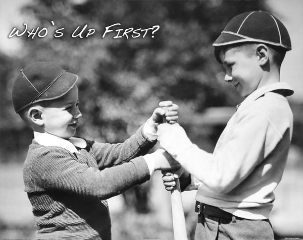 Kids Baseball "Who's Up First?" Classic Black-and-White 16x20 Poster - Image Source