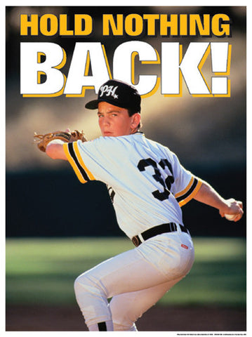 Baseball Pitcher "Hold Nothing Back" Motivational Poster - Fitnus Corp.