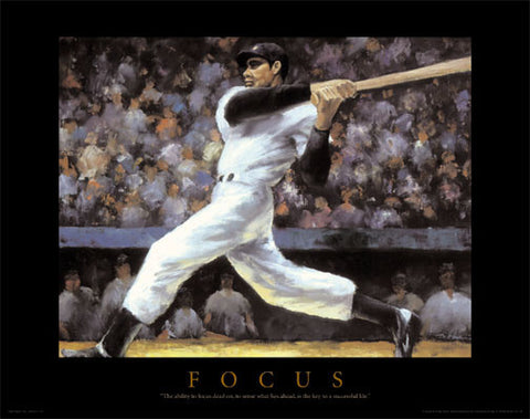 Baseball "Focus" Motivational Art Poster Print - Front Line