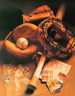Vintge Baseball Memorabilia Collage "Old-Time Baseball" Poster Print