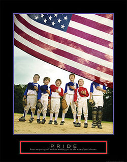 Baseball "Pride" Patriotic Inspirational Poster - Front Line