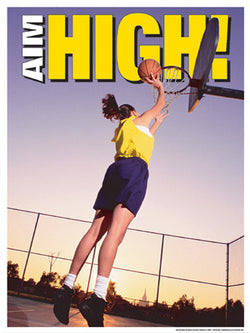 High School Girls Basketball "Aim High" Motivational Poster - Fitnus Corp.