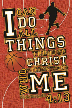 Basketball Prayer (Philippians 4:13) Biblical Motivational Sports Poster - Slingshot
