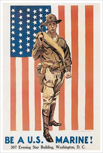 WWI Poster Flagg) Sports Marine Be Poster Historic Reprint – (James U.S. a Warehouse Montgomery Recruiting