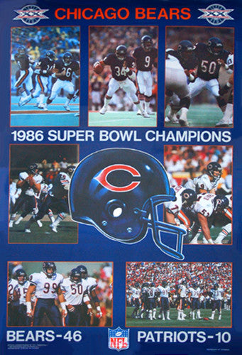 Chicago Bears Super Bowl XX Champions Commemorative Poster - Starline 1986