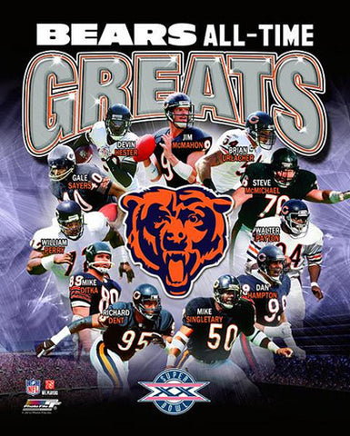 Chicago Bears "All-Time Greats" (11 Legends) Premium Poster Print - Photofile Inc.
