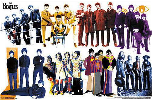 The Beatles Through Time (8 Group Portraits) Historic Music Poster