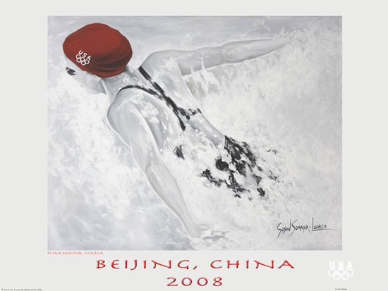 USA Olympic Swimming Poster (Beijing 2008) - Fine Art Ltd.