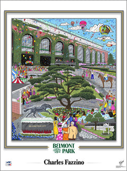 Belmont Park Horse Racing Commemorative Pop Art Poster - Charles Fazzino