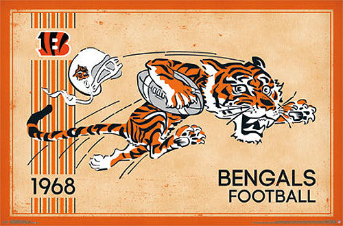 Cincinnati Bengals Retro Logo c.1968 Official NFL Football Team Poster - Costacos Sports